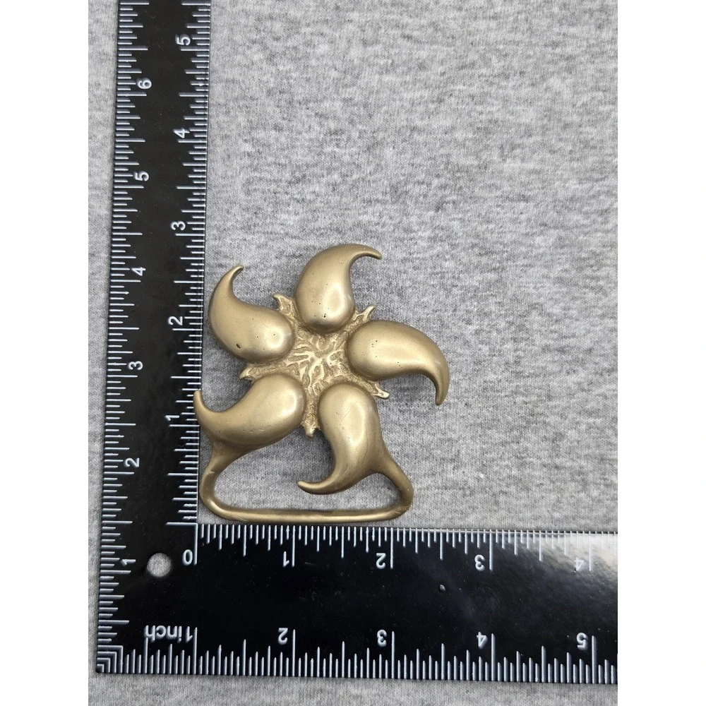 Handmade Brass Five Point Starfish Pinwheel Abstract Belt Buckle Duncan Laurie